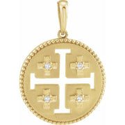 14K Yellow .025 CTW Natural Diamond Jerusalem Cross Pendant