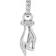 14K White .05 CTW Natural Diamond Hand of Buddha Pendant