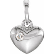 14k White .03 Ct Natural Diamond Heart Pendant