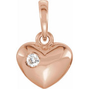 14k Rose .03 Ct Natural Diamond Heart Pendant