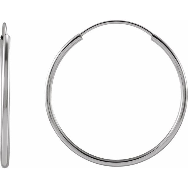 14K White Flexible Endless Tube 20 mm Hoop Earrings