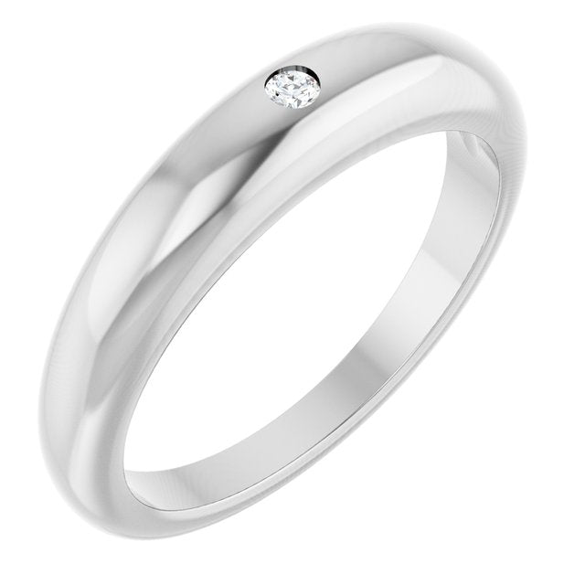 14K White .03 CT Natural Diamond Petite Dome Ring