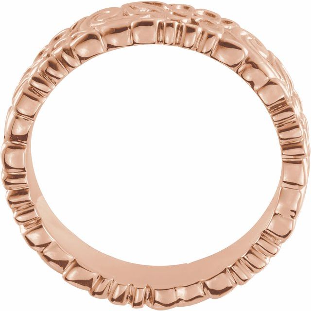 14K Rose 4 mm Floral Band