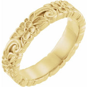 14K Yellow 4 mm Floral Band
