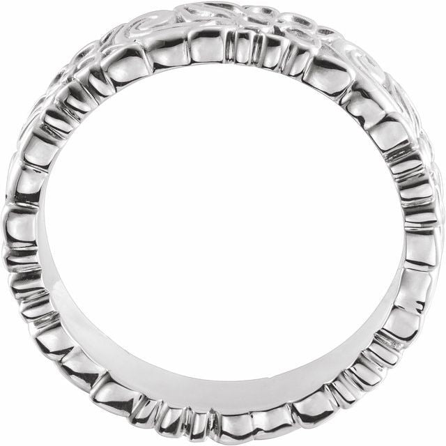 14K White 4 mm Floral Band