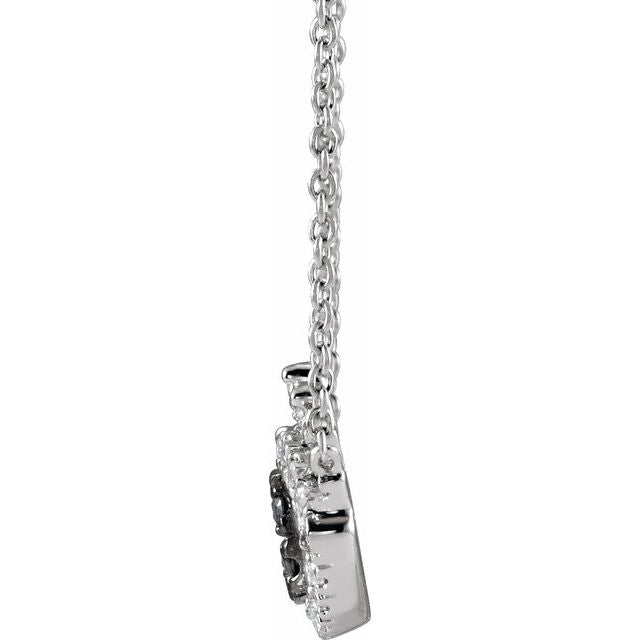 14K White 1/8 CTW Natural Black & White  Diamond Evil Eye 18' Necklace