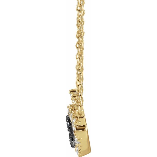 14K Yellow 1/8 CTW Natural Black & White  Diamond Evil Eye 18' Necklace