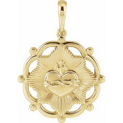 14K Yellow Sacred Heart Pendant