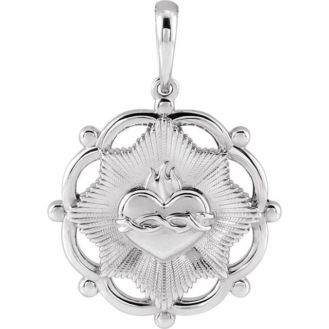 Sterling Silver Sacred Heart Pendant