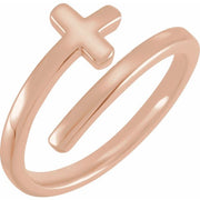14K Rose Engravable Sideways Cross Ring