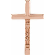 14K Rose Blessed Cross Pendant
