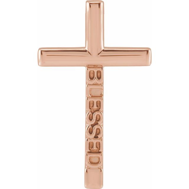 14K Rose Blessed Cross Pendant