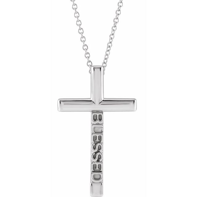 Sterling Silver Blessed Cross 16-18' Necklace