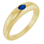 14K Yellow Natural Blue Sapphire Dome Ring