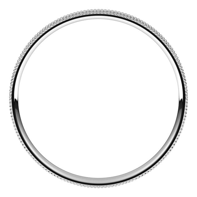 14K White 2 mm Milgrain Flat Comfort Fit Band Size 6