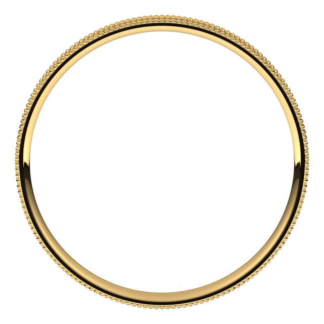 14K Yellow 2 mm Milgrain Flat Comfort Fit Band Size 6