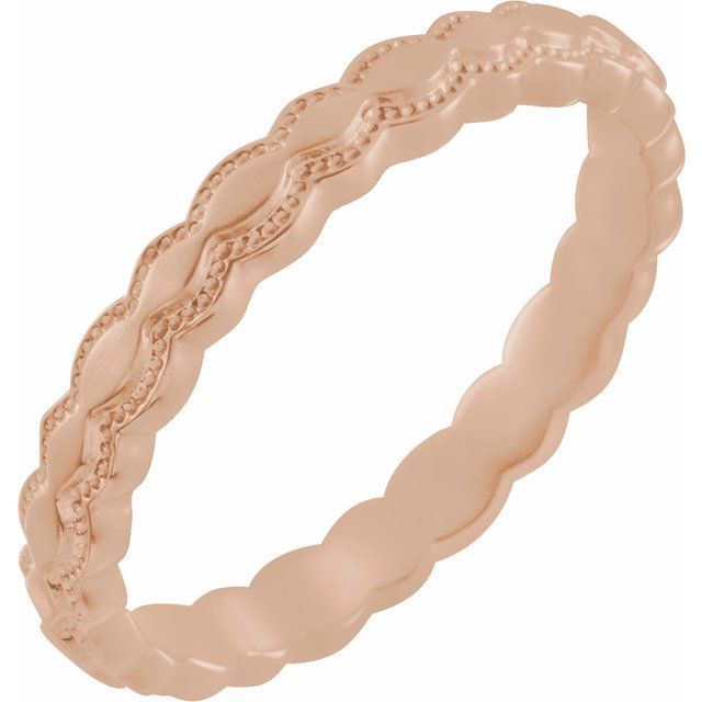 18K Rose 2.9 mm Textured Band Size 7