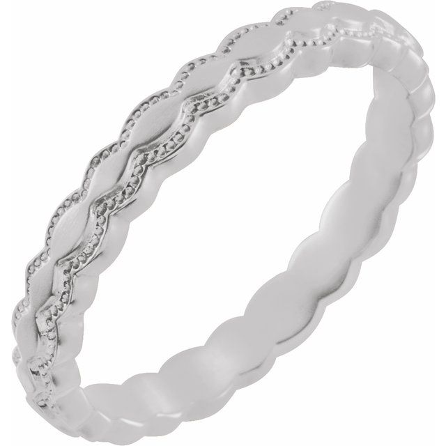 14K White 2.9 mm Textured Band Size 7