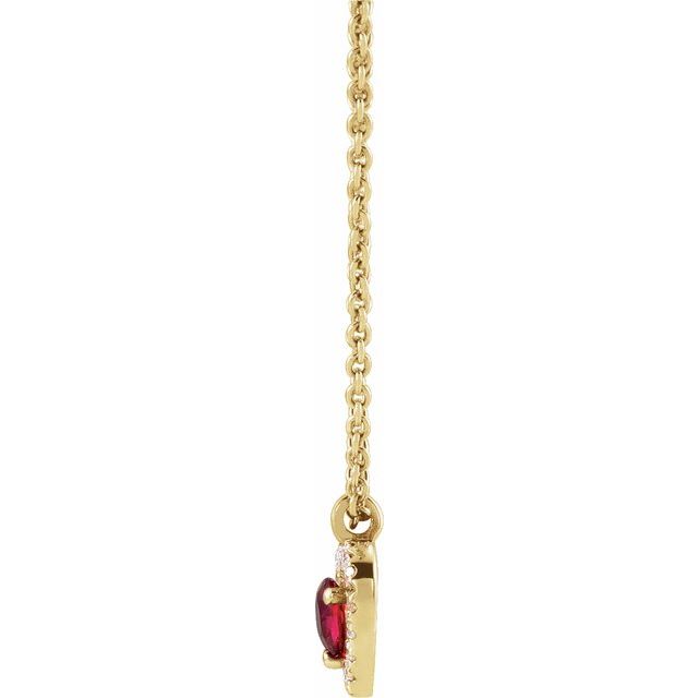 14K Yellow Natural Ruby & .06 CTW Natural Diamond Heart 18' Necklace