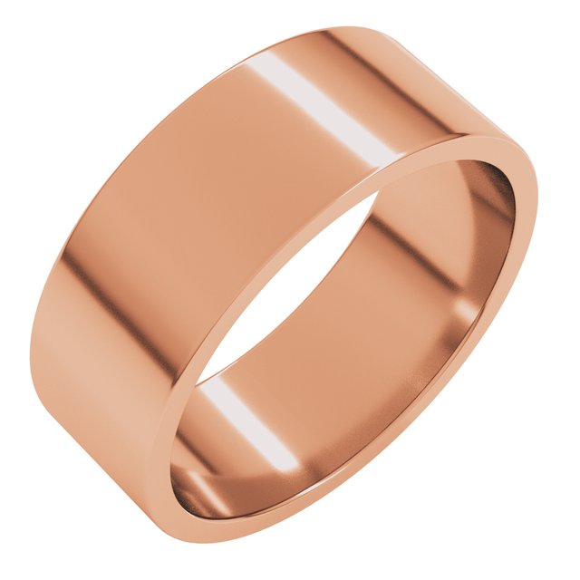 14K Rose 7 mm Flat Band Size 8