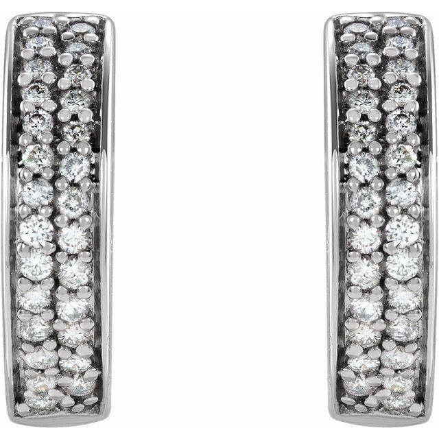 14K White 1/3 CTW Natural Diamond 14 mm Hoop Earrings