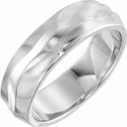 14K White 6 mm Textured Band Size 7.5
