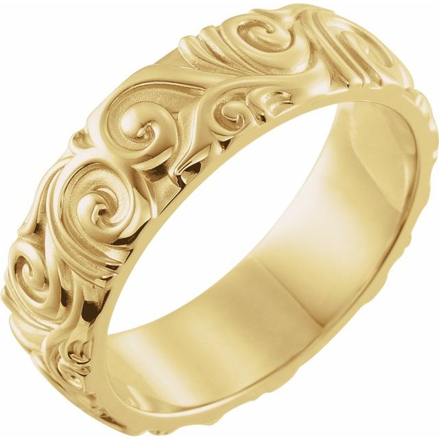 14K Yellow 6 mm Sculptural Band Size 10