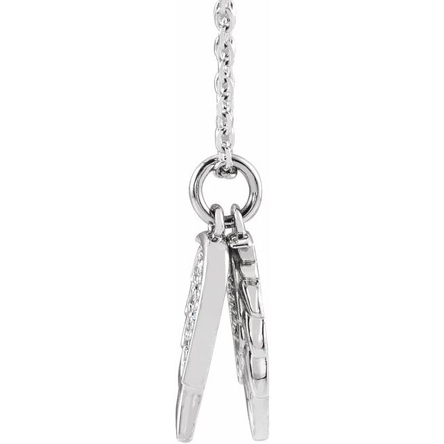 Sterling Silver .03 CTW Natural Diamond Angel Wings 16-18' Necklace