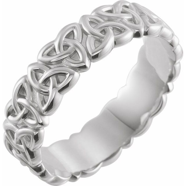 14k White 6 Mm Celtic-inspired Band Size 8