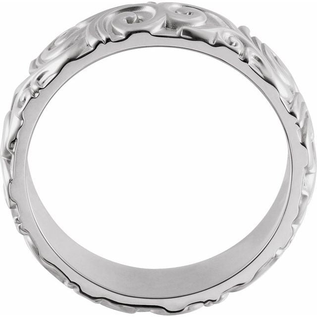 14K White 6 mm Sculptural Band Size 7