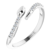 14K White .08 CTW Natural Diamond Snake Bypass Ring