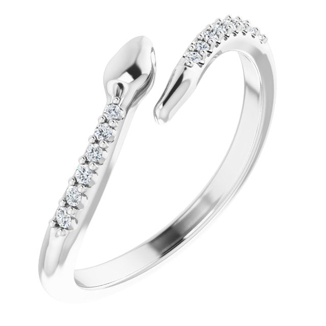 14K White .08 CTW Natural Diamond Snake Bypass Ring