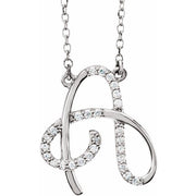 14k White 1/10 Ctw Natural Diamond Initial A 16' Necklace