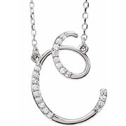 14K White .08 CTW Natural Diamond Initial C 16' Necklace