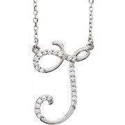 14K White 1/10 CTW Natural Diamond Initial J 16' Necklace