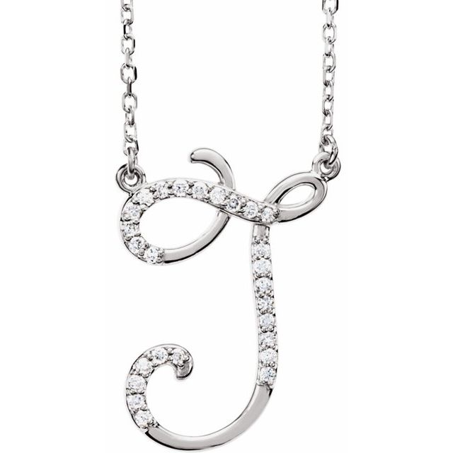 14K White 1/10 CTW Natural Diamond Initial J 16' Necklace
