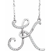 14k White 1/10 Ctw Natural Diamond Initial K 16' Necklace