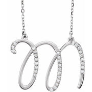 14K White 1/8 CTW Natural Diamond Initial M 16' Necklace