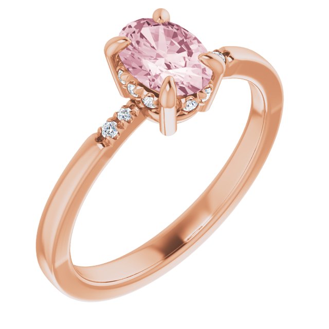 14K Rose Natural Pink Morganite & .06 CTW Natural Diamond French-Set Ring