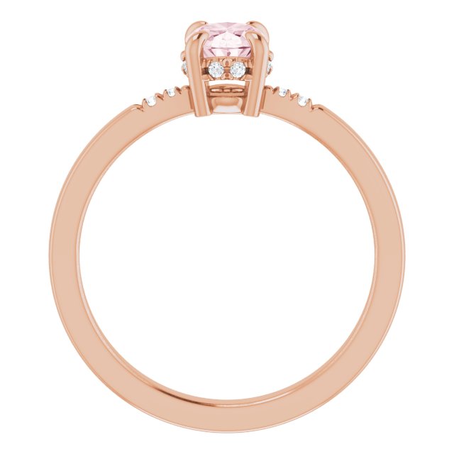 14K Rose Natural Pink Morganite & .06 CTW Natural Diamond French-Set Ring