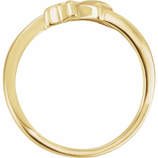 14K Yellow Cross & Heart Chastity Ring