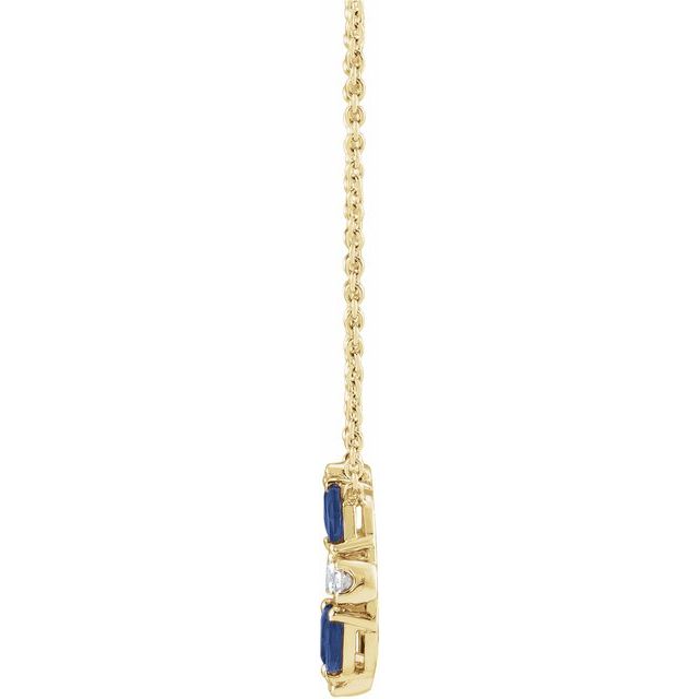 14K Yellow Natural Blue Sapphire & 1/10 CTW Natural Diamond Circle 18' Necklace