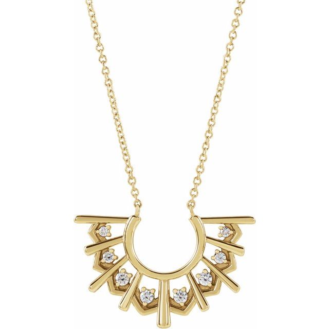 14K Yellow 1/8 CTW Natural Diamond Fan 18' Necklace