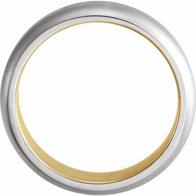 14k Yellow/white 6 Mm Edged Band With Brushed Finished Size 7
