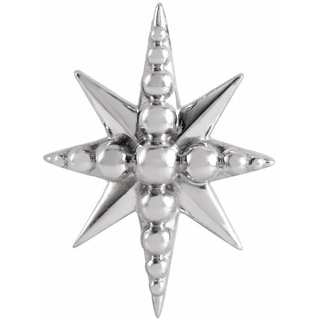 14K White Beaded Star Pendant