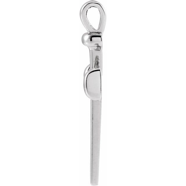 14K White 	28x14.71 mm Nail Cross Pendant