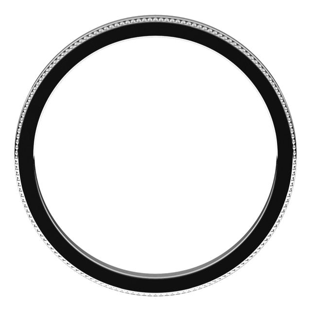 14K White 2 mm Milgrain Flat Band Size 8.5