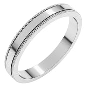 14K White 3 mm Milgrain Flat Band Size 11