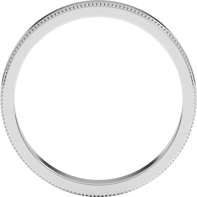 14K White 3 mm Milgrain Flat Band Size 11