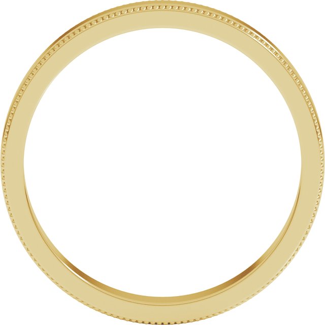14K Yellow 3 mm Milgrain Flat Band Size 4